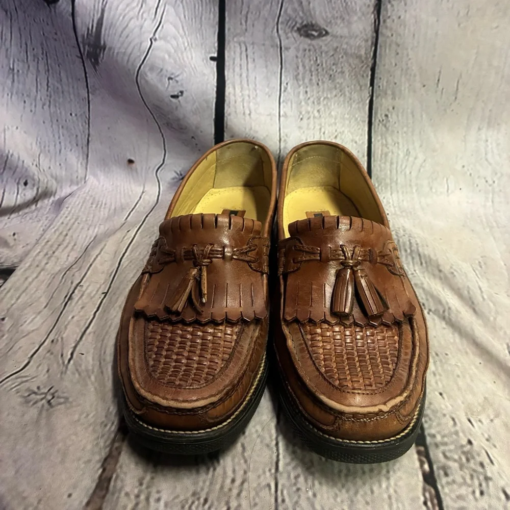 Florsheim Men’s Brown Leather Slip On Tassel Dress Oxford Loafers Brazil Sz 10 D
